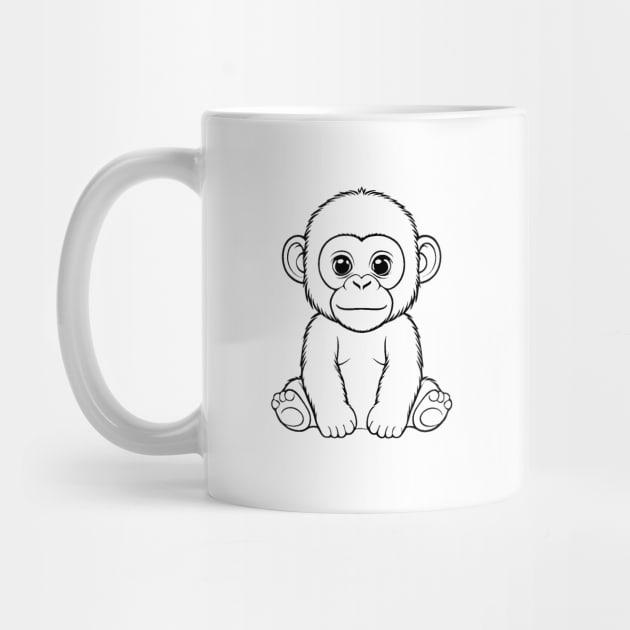 Cute Baby Gorilla Animal Outline by Zenflow